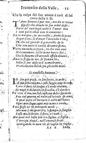 Rime del sig.r Francesco della Valle in questa 2.a impressione corrette et accresciute con gli argom.ti dell'istesso auttore ...