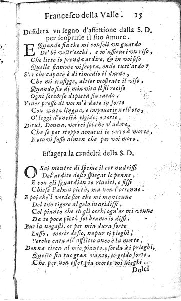 Rime del sig.r Francesco della Valle in questa 2.a impressione corrette et accresciute con gli argom.ti dell'istesso auttore ...