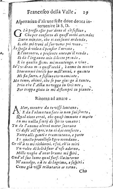 Rime del sig.r Francesco della Valle in questa 2.a impressione corrette et accresciute con gli argom.ti dell'istesso auttore ...