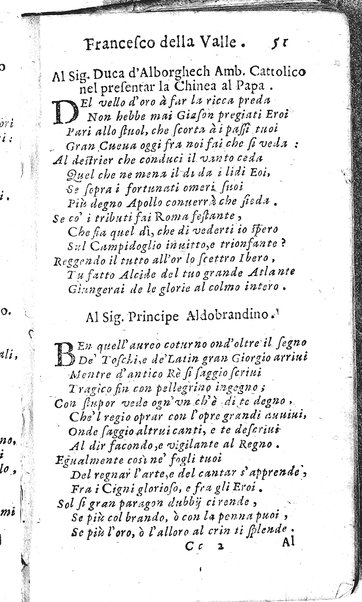 Rime del sig.r Francesco della Valle in questa 2.a impressione corrette et accresciute con gli argom.ti dell'istesso auttore ...