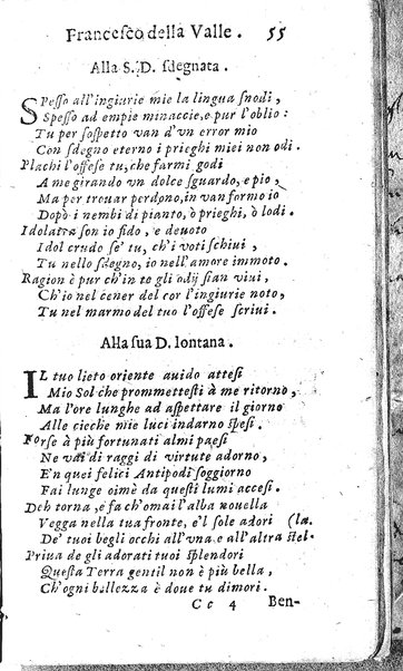 Rime del sig.r Francesco della Valle in questa 2.a impressione corrette et accresciute con gli argom.ti dell'istesso auttore ...