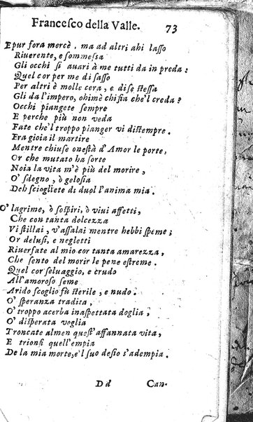 Rime del sig.r Francesco della Valle in questa 2.a impressione corrette et accresciute con gli argom.ti dell'istesso auttore ...