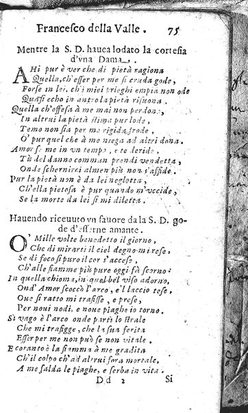 Rime del sig.r Francesco della Valle in questa 2.a impressione corrette et accresciute con gli argom.ti dell'istesso auttore ...