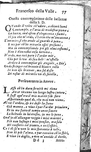 Rime del sig.r Francesco della Valle in questa 2.a impressione corrette et accresciute con gli argom.ti dell'istesso auttore ...