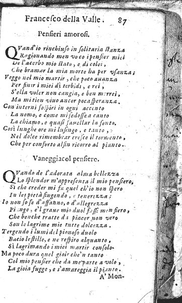 Rime del sig.r Francesco della Valle in questa 2.a impressione corrette et accresciute con gli argom.ti dell'istesso auttore ...