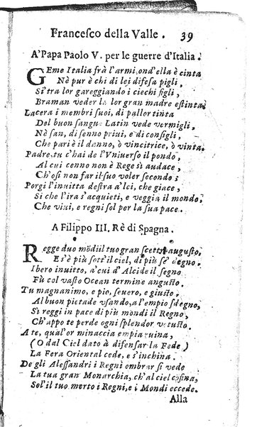 Rime del sig.r Francesco della Valle in questa 2.a impressione corrette et accresciute con gli argom.ti dell'istesso auttore ...