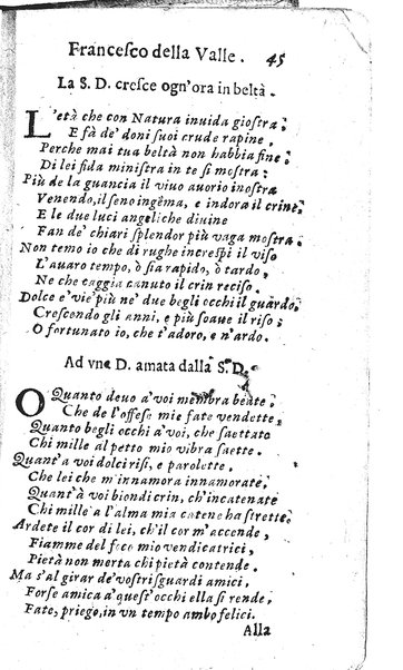 Rime del sig.r Francesco della Valle in questa 2.a impressione corrette et accresciute con gli argom.ti dell'istesso auttore ...