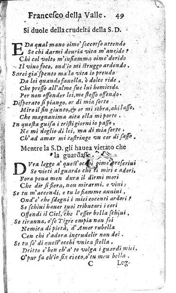 Rime del sig.r Francesco della Valle in questa 2.a impressione corrette et accresciute con gli argom.ti dell'istesso auttore ...