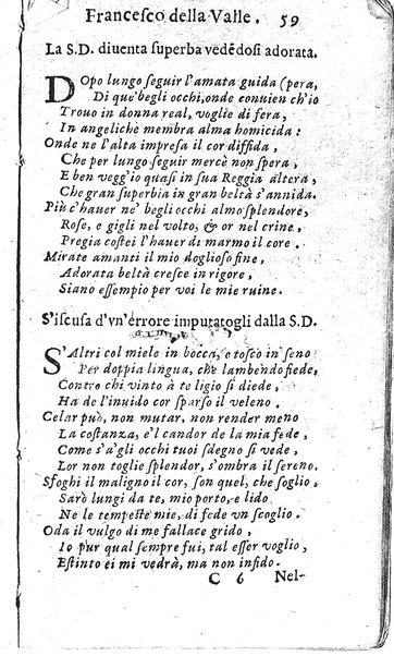 Rime del sig.r Francesco della Valle in questa 2.a impressione corrette et accresciute con gli argom.ti dell'istesso auttore ...