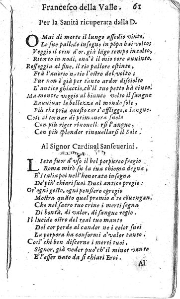 Rime del sig.r Francesco della Valle in questa 2.a impressione corrette et accresciute con gli argom.ti dell'istesso auttore ...