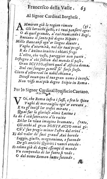 Rime del sig.r Francesco della Valle in questa 2.a impressione corrette et accresciute con gli argom.ti dell'istesso auttore ...