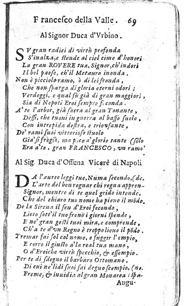 Rime del sig.r Francesco della Valle in questa 2.a impressione corrette et accresciute con gli argom.ti dell'istesso auttore ...