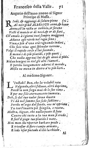 Rime del sig.r Francesco della Valle in questa 2.a impressione corrette et accresciute con gli argom.ti dell'istesso auttore ...