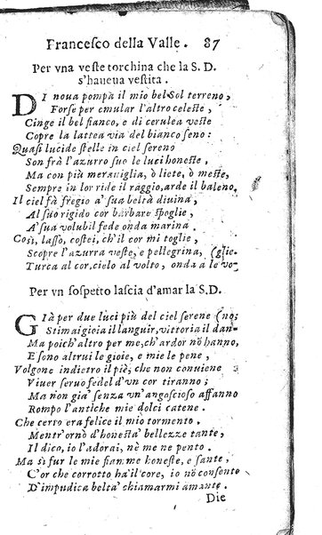 Rime del sig.r Francesco della Valle in questa 2.a impressione corrette et accresciute con gli argom.ti dell'istesso auttore ...