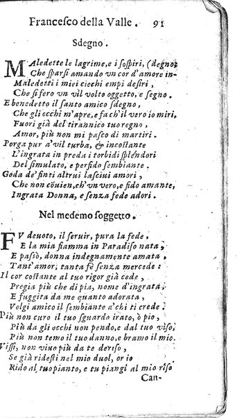 Rime del sig.r Francesco della Valle in questa 2.a impressione corrette et accresciute con gli argom.ti dell'istesso auttore ...