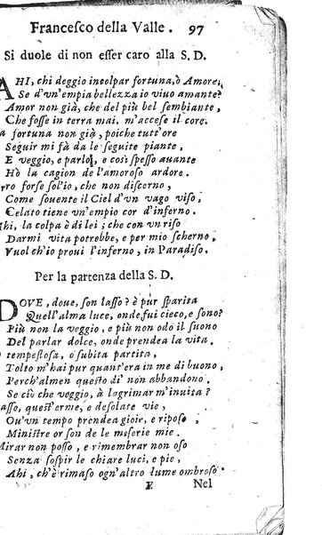 Rime del sig.r Francesco della Valle in questa 2.a impressione corrette et accresciute con gli argom.ti dell'istesso auttore ...