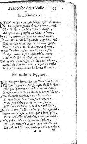 Rime del sig.r Francesco della Valle in questa 2.a impressione corrette et accresciute con gli argom.ti dell'istesso auttore ...