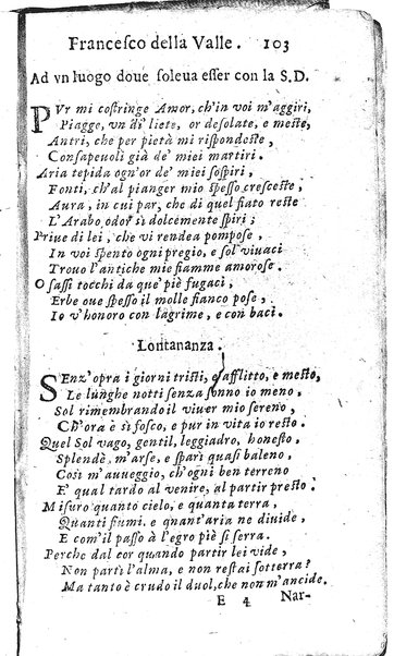 Rime del sig.r Francesco della Valle in questa 2.a impressione corrette et accresciute con gli argom.ti dell'istesso auttore ...