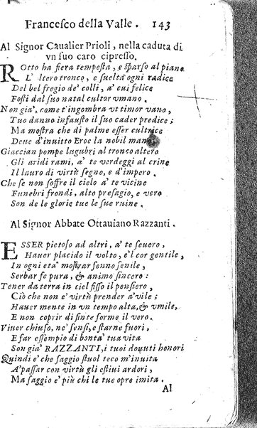 Rime del sig.r Francesco della Valle in questa 2.a impressione corrette et accresciute con gli argom.ti dell'istesso auttore ...