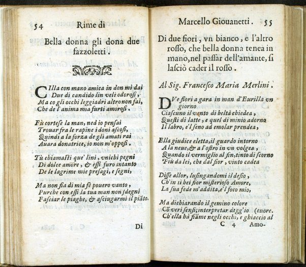 Poesie di Marcello Giouanetti, compartite in affettuose, boschereccie, nuttiali, eroiche, sacre, varie, all'ill.mo e reuer.mo sig. il sig. card. Lorenzo Magalotti