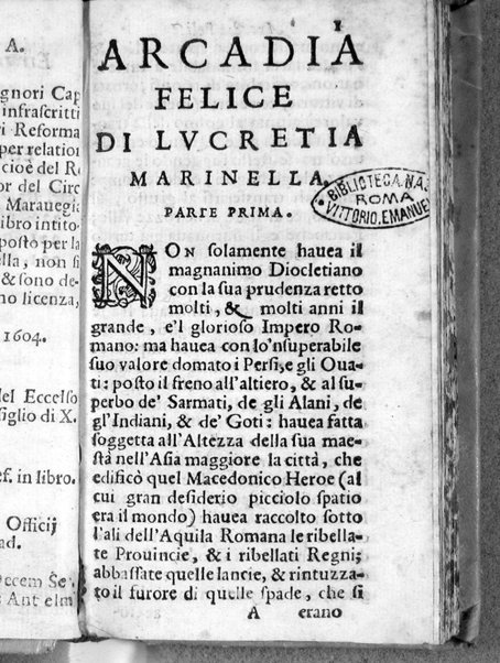 Arcadia felice di Lucretia Marinella. Dedicata alla serenissima Madama Leonora Medici Gonzaga, ...