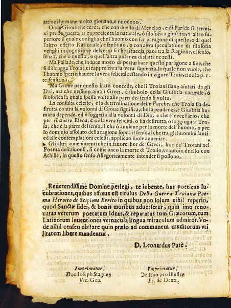 Della guerra troiana poema heroico di Scipione Errico canti 20. Con l'allegoria vniuersale, ed argomenti in ottaua rima a ciascun canto di Antonino Gotho ...