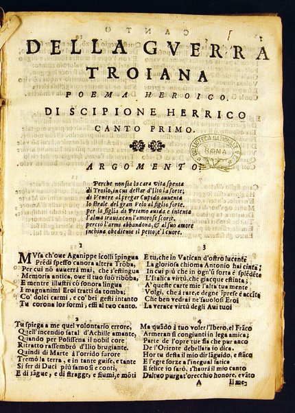 Della guerra troiana poema heroico di Scipione Errico canti 20. Con l'allegoria vniuersale, ed argomenti in ottaua rima a ciascun canto di Antonino Gotho ...