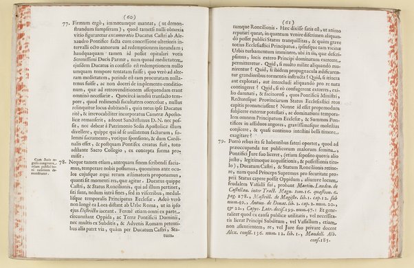 Dissertatio de ducatu Castri, et Roncilionis, ejusque justa, ac legitima possessione penès Reverendam Cameram Apostolicam