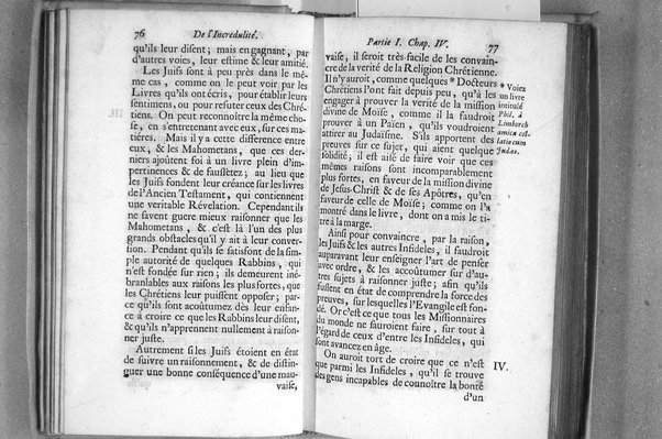 De l'incredulité, où l'on examine les motifs & les raisons génerales qui portent les incredules à rejetter la religion chrétienne. Avec deux lettres où l'on en prouve directement la verité. Par Jean Le Clerc