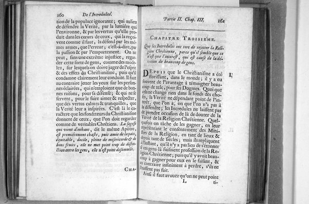 De l'incredulité, où l'on examine les motifs & les raisons génerales qui portent les incredules à rejetter la religion chrétienne. Avec deux lettres où l'on en prouve directement la verité. Par Jean Le Clerc