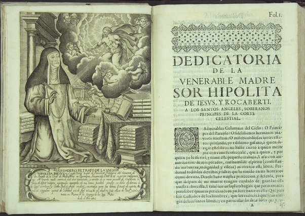 Tratado de los santos angeles en que se explican, y ponderan las calidades, excelencias, y ministerios, que para con los hombres exercitan aquellos celestiales espiritus. Qur compuso ... Hipolita de Iesus, y Rocaberti. ... En Valencia : por Manuel Gomez, 1683