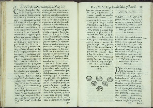 Tratado de los santos angeles en que se explican, y ponderan las calidades, excelencias, y ministerios, que para con los hombres exercitan aquellos celestiales espiritus. Qur compuso ... Hipolita de Iesus, y Rocaberti. ... En Valencia : por Manuel Gomez, 1683