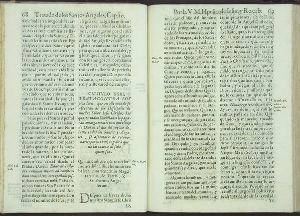 Tratado de los santos angeles en que se explican, y ponderan las calidades, excelencias, y ministerios, que para con los hombres exercitan aquellos celestiales espiritus. Qur compuso ... Hipolita de Iesus, y Rocaberti. ... En Valencia : por Manuel Gomez, 1683