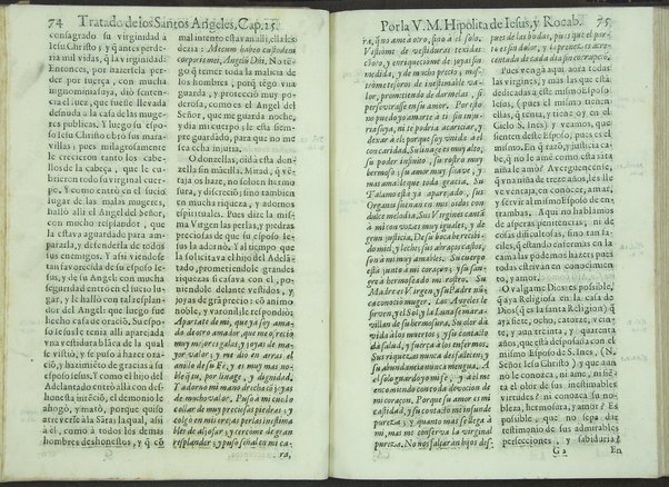 Tratado de los santos angeles en que se explican, y ponderan las calidades, excelencias, y ministerios, que para con los hombres exercitan aquellos celestiales espiritus. Qur compuso ... Hipolita de Iesus, y Rocaberti. ... En Valencia : por Manuel Gomez, 1683