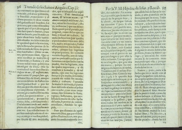 Tratado de los santos angeles en que se explican, y ponderan las calidades, excelencias, y ministerios, que para con los hombres exercitan aquellos celestiales espiritus. Qur compuso ... Hipolita de Iesus, y Rocaberti. ... En Valencia : por Manuel Gomez, 1683