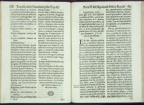 Tratado de los santos angeles en que se explican, y ponderan las calidades, excelencias, y ministerios, que para con los hombres exercitan aquellos celestiales espiritus. Qur compuso ... Hipolita de Iesus, y Rocaberti. ... En Valencia : por Manuel Gomez, 1683