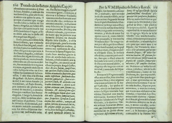 Tratado de los santos angeles en que se explican, y ponderan las calidades, excelencias, y ministerios, que para con los hombres exercitan aquellos celestiales espiritus. Qur compuso ... Hipolita de Iesus, y Rocaberti. ... En Valencia : por Manuel Gomez, 1683