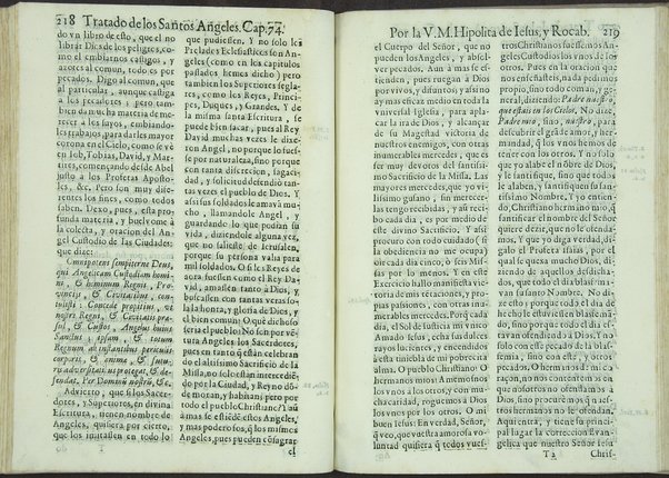 Tratado de los santos angeles en que se explican, y ponderan las calidades, excelencias, y ministerios, que para con los hombres exercitan aquellos celestiales espiritus. Qur compuso ... Hipolita de Iesus, y Rocaberti. ... En Valencia : por Manuel Gomez, 1683