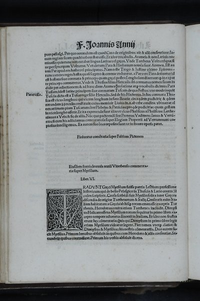Antiquitatum variarum volumina. 17. A venerando & sacre theologie: & prædicatorii ordinis professore Io. Annio hac serie declarata. Contentorum in aliis voluminibus liber primus. Fo. 1. Institutionum Anniarum de aequiuocis lib. 2. Fo. 9. Vertumniana Propertii. Lib. 3. ...