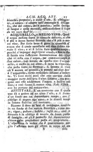 [Dizionario di agricoltura, nel quale si contiene la coltura, e conservazione de' diversi prodotti riguardanti le terre seminative, i prati, i boschi, le vigne, ed i giardini. Come pure il governo de' bestiami, de' colombi, de polii, dell'api, de' bachi da seta, le loro malattie, ed i loro rispettivi rimedj ... Da sicure osservazioni raccolto da Ignazio Ronconi fiorentino ... Tomo 1-[2]. - In Venezia : per Francesco Sansoni, 1771] 1