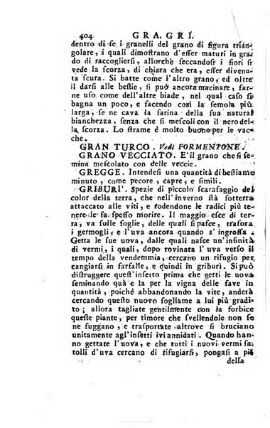 [Dizionario di agricoltura, nel quale si contiene la coltura, e conservazione de' diversi prodotti riguardanti le terre seminative, i prati, i boschi, le vigne, ed i giardini. Come pure il governo de' bestiami, de' colombi, de polii, dell'api, de' bachi da seta, le loro malattie, ed i loro rispettivi rimedj ... Da sicure osservazioni raccolto da Ignazio Ronconi fiorentino ... Tomo 1-[2]. - In Venezia : per Francesco Sansoni, 1771] 1