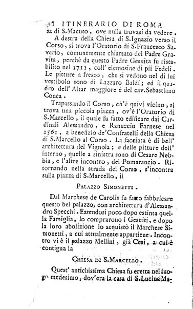 [Itinerario istruttivo di Roma antica e moderna ovvero Descrizione generale dei monumenti antichi e moderni, e delle opere le più insigni di pittura, scultura, ed architettura di quest'alma città e delle sue adjacenze di Mariano Vasi romano Accademico etrusco di Cortona tomo primo [-secondo]] 1