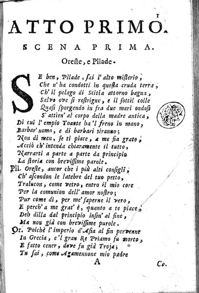 L'Oreste tragedia di monsignor Giovanni Rucellai rappresentata nel Collegio Clementino nelle vacanze del Carnovale dell'anno 1726. Consacrata all'eminentissimo, e reverendissimo principe, il signor cardinale Benedetto Pamfilio, protettore del Collegio Clementino