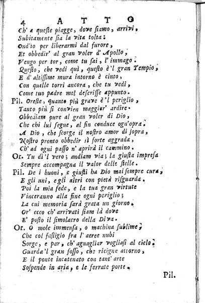 L'Oreste tragedia di monsignor Giovanni Rucellai rappresentata nel Collegio Clementino nelle vacanze del Carnovale dell'anno 1726. Consacrata all'eminentissimo, e reverendissimo principe, il signor cardinale Benedetto Pamfilio, protettore del Collegio Clementino