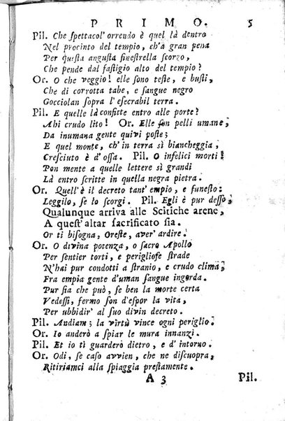 L'Oreste tragedia di monsignor Giovanni Rucellai rappresentata nel Collegio Clementino nelle vacanze del Carnovale dell'anno 1726. Consacrata all'eminentissimo, e reverendissimo principe, il signor cardinale Benedetto Pamfilio, protettore del Collegio Clementino