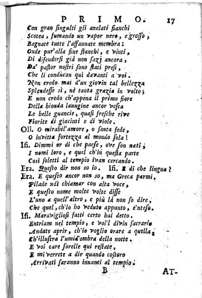 L'Oreste tragedia di monsignor Giovanni Rucellai rappresentata nel Collegio Clementino nelle vacanze del Carnovale dell'anno 1726. Consacrata all'eminentissimo, e reverendissimo principe, il signor cardinale Benedetto Pamfilio, protettore del Collegio Clementino