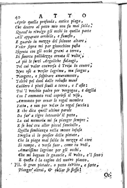 L'Oreste tragedia di monsignor Giovanni Rucellai rappresentata nel Collegio Clementino nelle vacanze del Carnovale dell'anno 1726. Consacrata all'eminentissimo, e reverendissimo principe, il signor cardinale Benedetto Pamfilio, protettore del Collegio Clementino