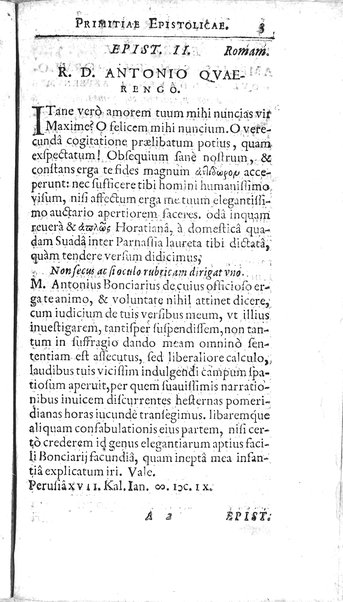 Iusti RickI ... Primitiae epistolicæ, ad Jtalos & Belgas, quive in ijs locis. Ill.mo ... D. Michaeli Angelo Tunto, S.R.E. cardinali ... centuria prima