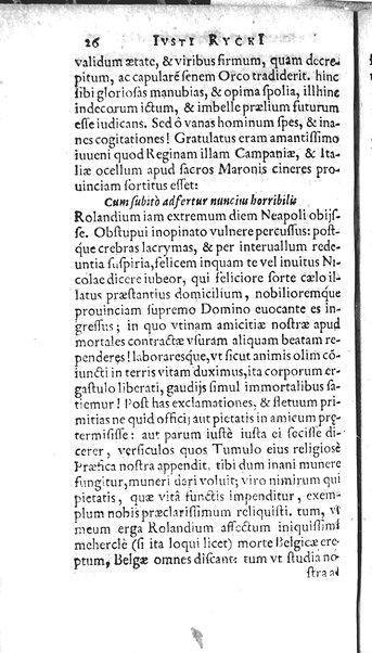 Iusti RickI ... Primitiae epistolicæ, ad Jtalos & Belgas, quive in ijs locis. Ill.mo ... D. Michaeli Angelo Tunto, S.R.E. cardinali ... centuria prima