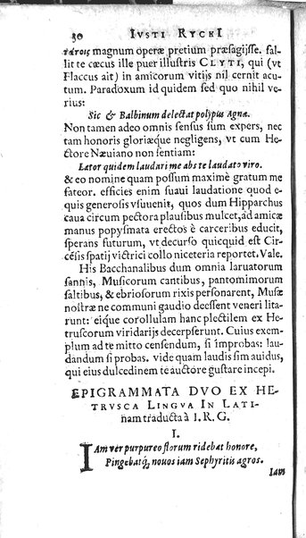 Iusti RickI ... Primitiae epistolicæ, ad Jtalos & Belgas, quive in ijs locis. Ill.mo ... D. Michaeli Angelo Tunto, S.R.E. cardinali ... centuria prima